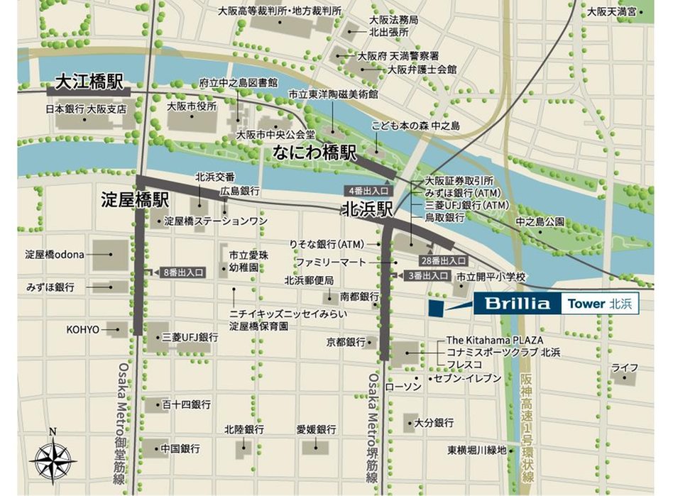 Brillia(ブリリア) Tower 北浜の現地案内図
